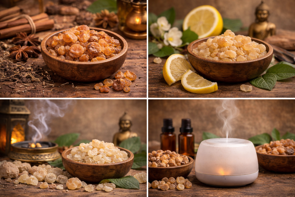 Meditatiehoek met een diffuser en wierookoliën om verschillende soorten wierook in de aromatherapie thuis te vergelijken