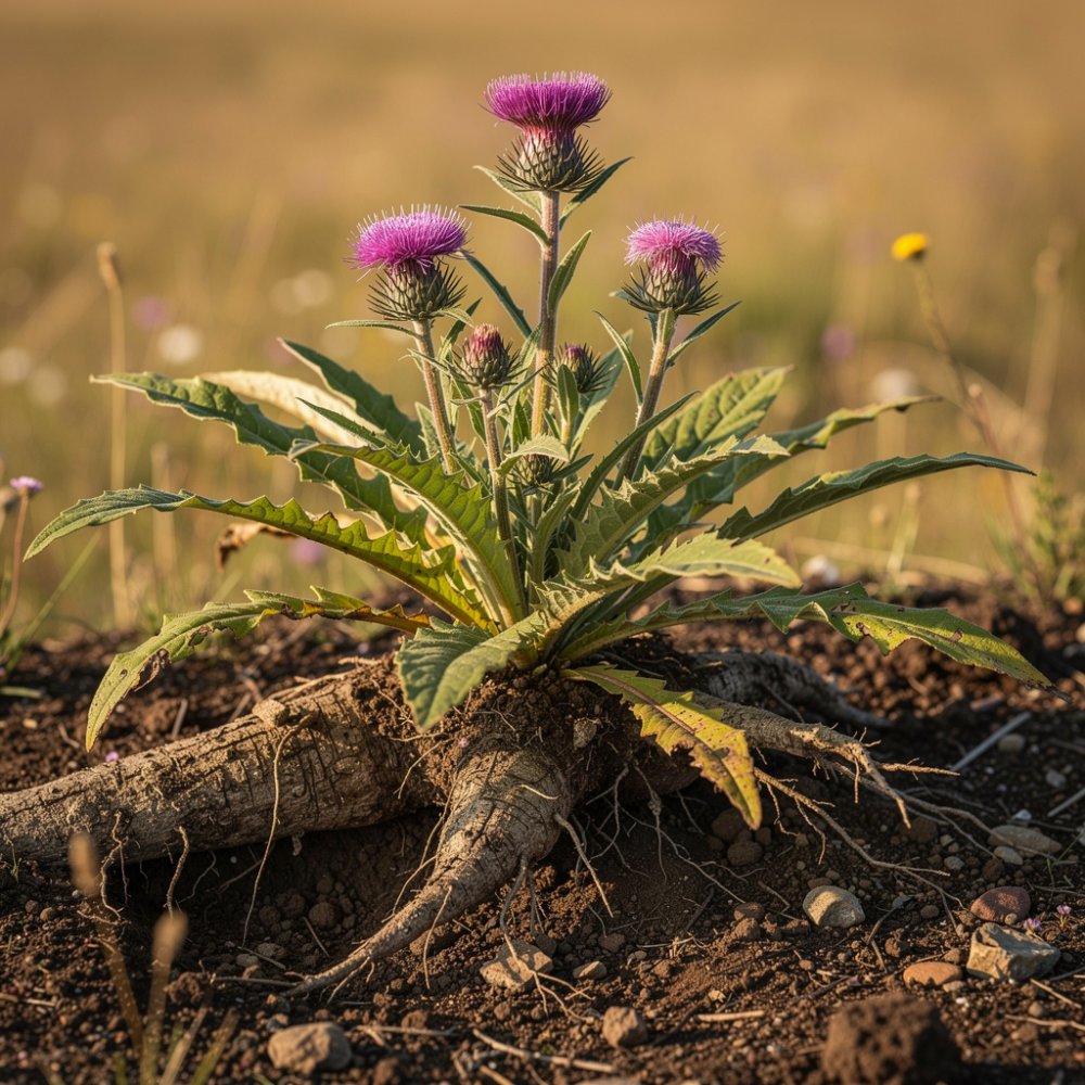 Marali-wortel – een plant met een hoge stam en wortel