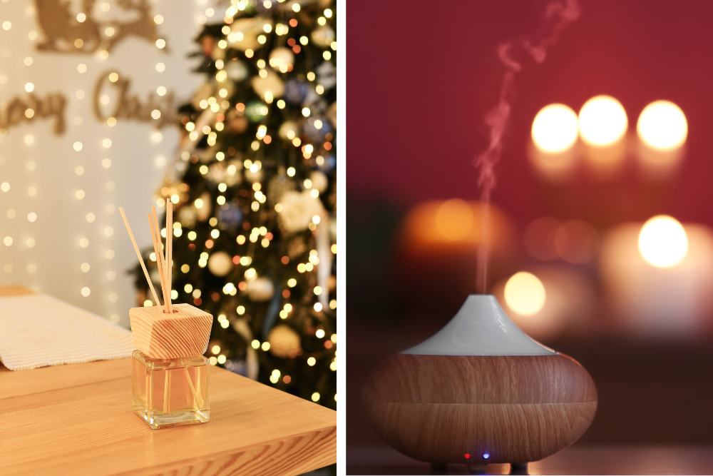 Diffuser met etherische oliën op een winteravond – aromatherapie in de winter