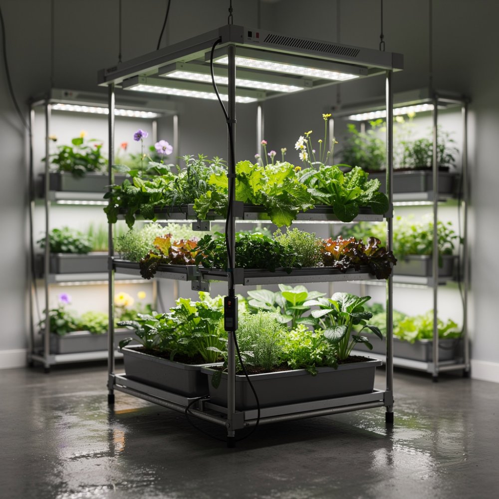 LED-panelen verlichten het interieur met planten LED-panelen verlichten het interieur met planten