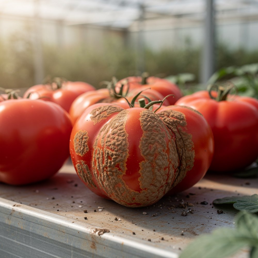 Tomaten beschadigd door het ToBRFV-virus