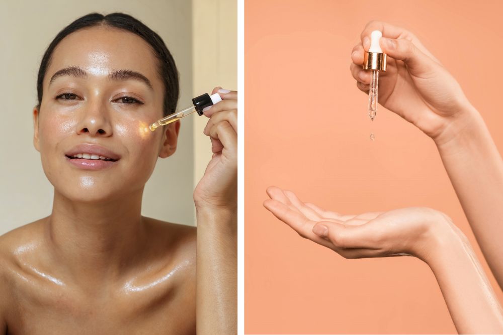 Natuurlijke cosmetica met etherische kruidenoliën op een houten dienblad