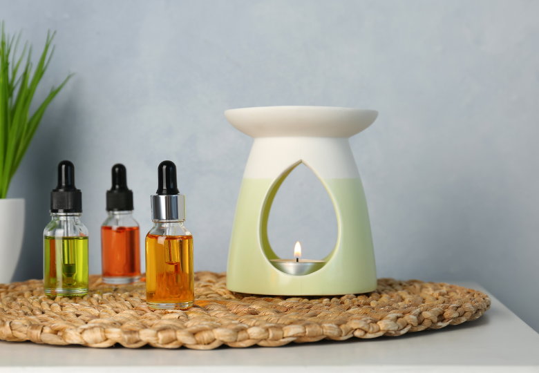 Keramische aromalamp – schaaltje op de juiste hoogte boven het vlammetje voor een geleidelijke afgifte van de geur